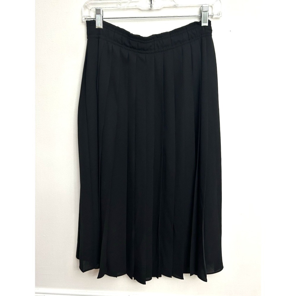 J. Crew Pleated Slip Skirt Sz 4 Black Lined Neutral Minimalist Career Party